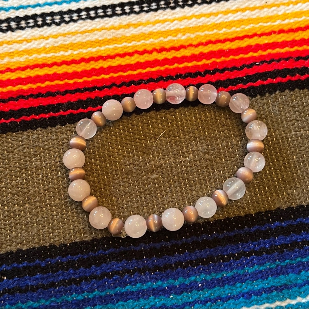 Rose Quartz and cats eye bracelet